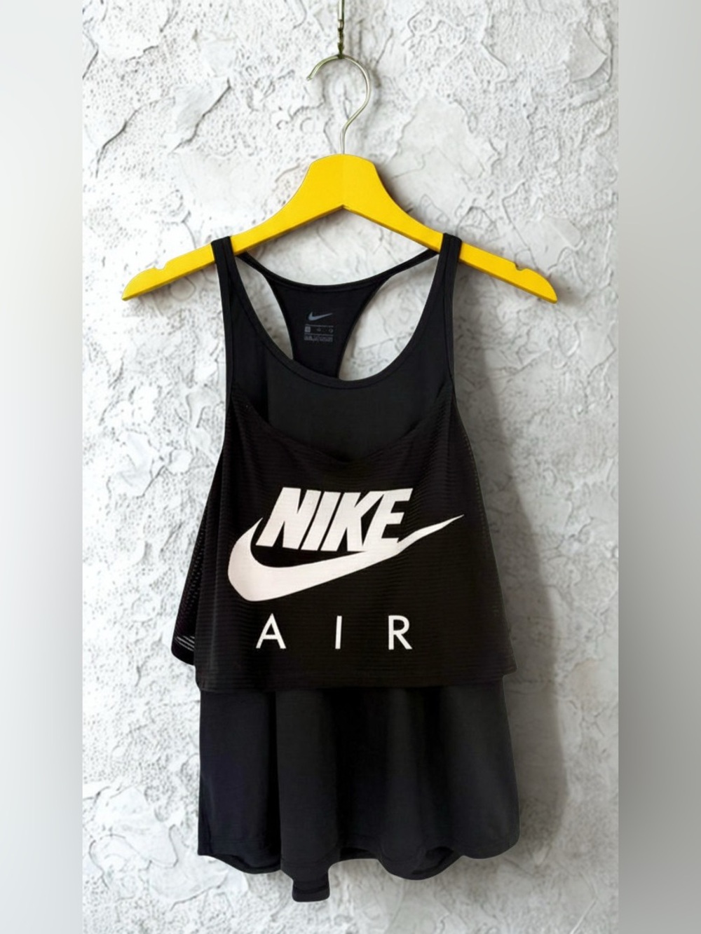 Nike Air Womens Running Tank Top Black White Logo Racerback NWT Layered XL